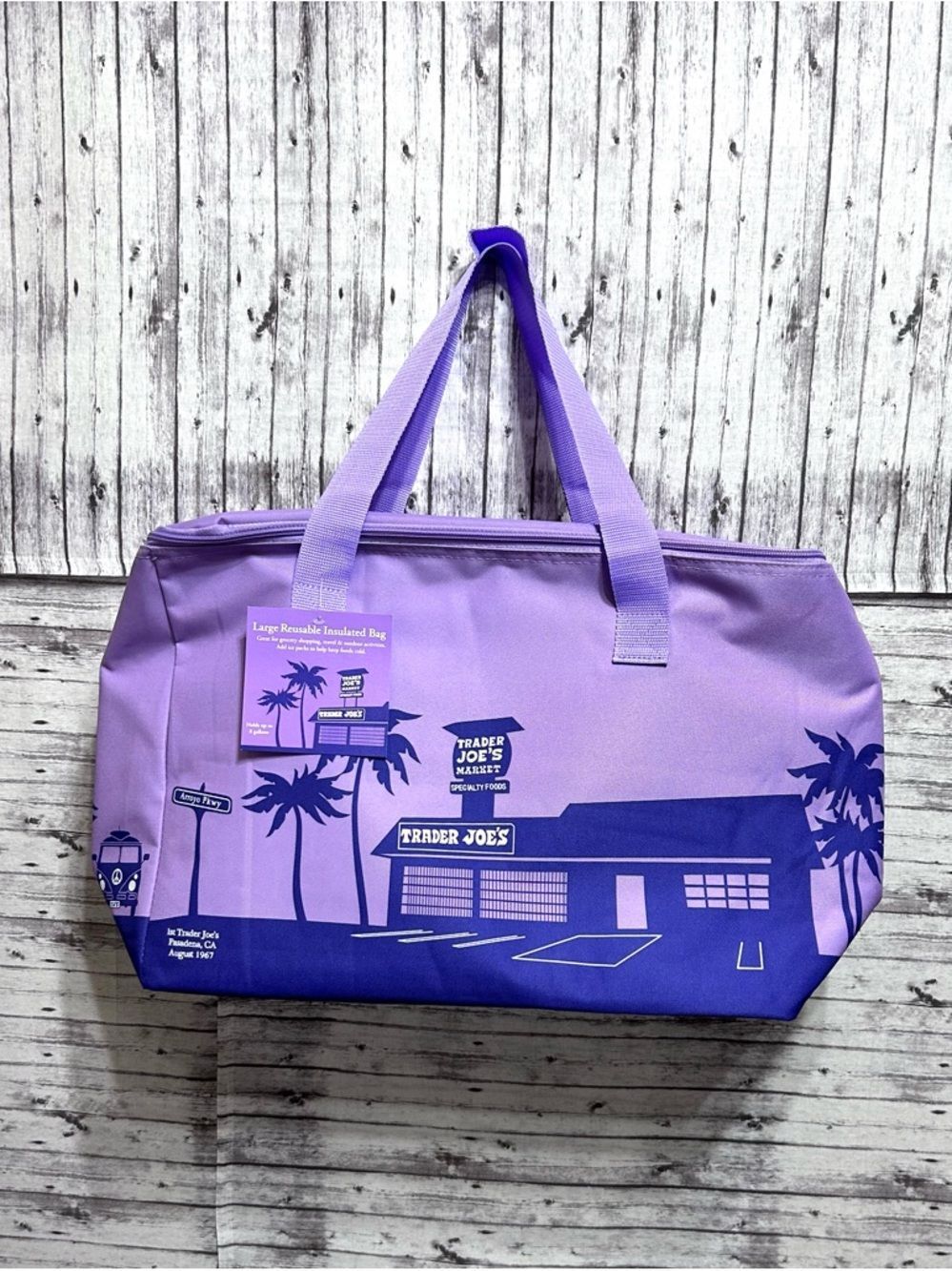 Trader Joe's Limited Edition Large Insulated Reusable Tote Bag Purple Rain - Picture 2 of 4